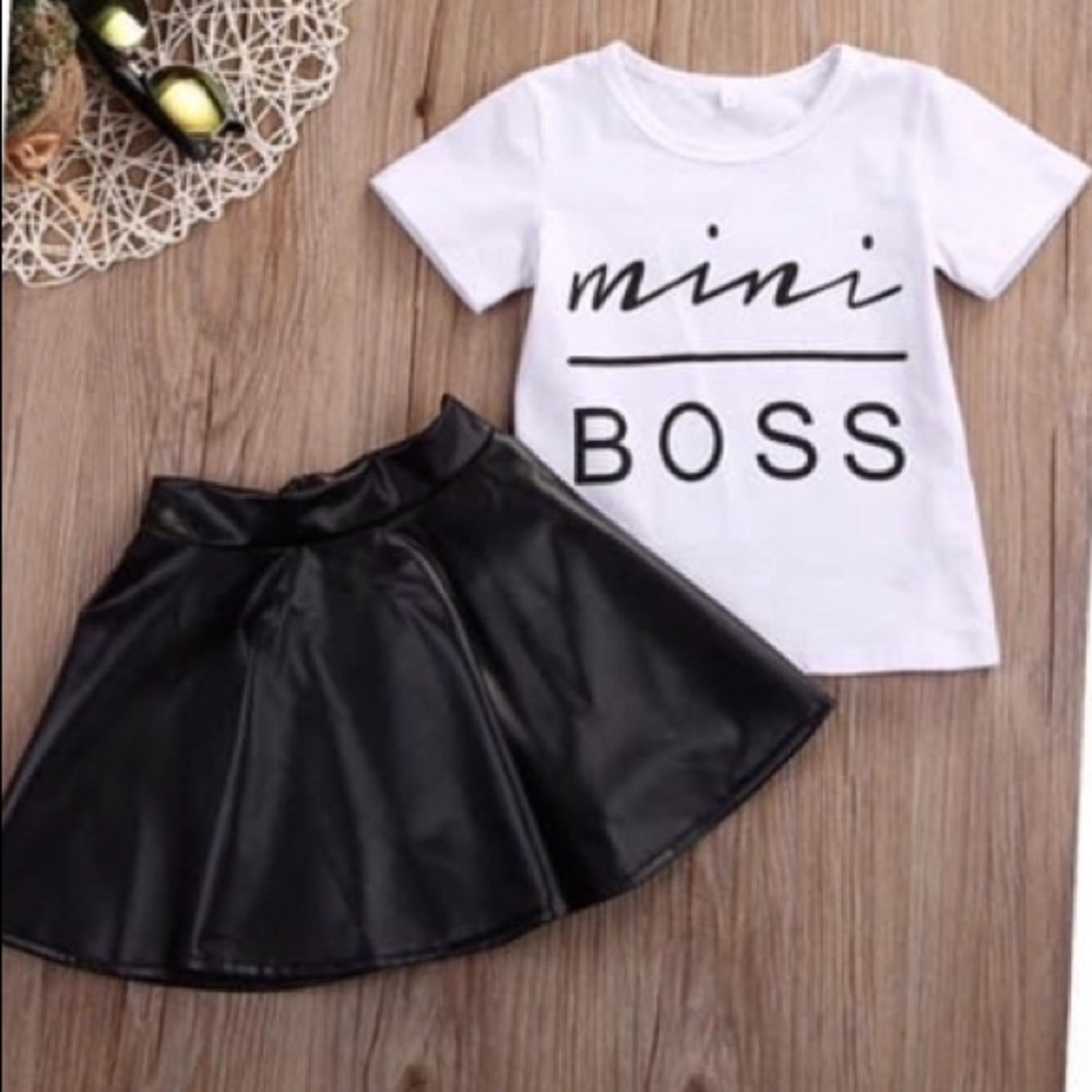 Mini Boss 2 piece set (shirt & skirt) for little girls sizes 2t & 4t